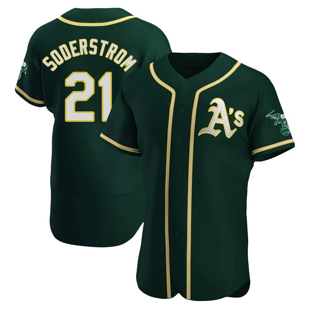 Leonaf Athletics #21 Tyler Soderstrom Player Green Authentic Alternate Stitched Jersey