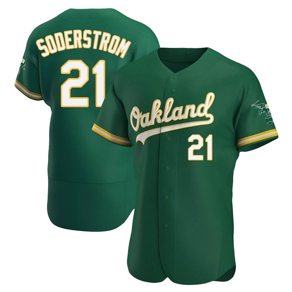 Leonaf Athletics #21 Tyler Soderstrom Player Green Authentic Kelly Alternate Stitched Jersey