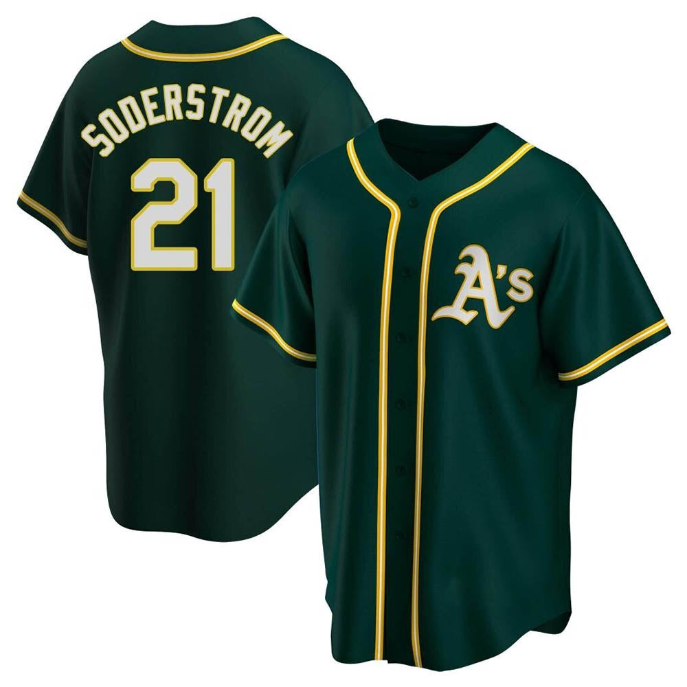 Leonaf Athletics #21 Tyler Soderstrom Player Green Replica Alternate Stitched Jersey