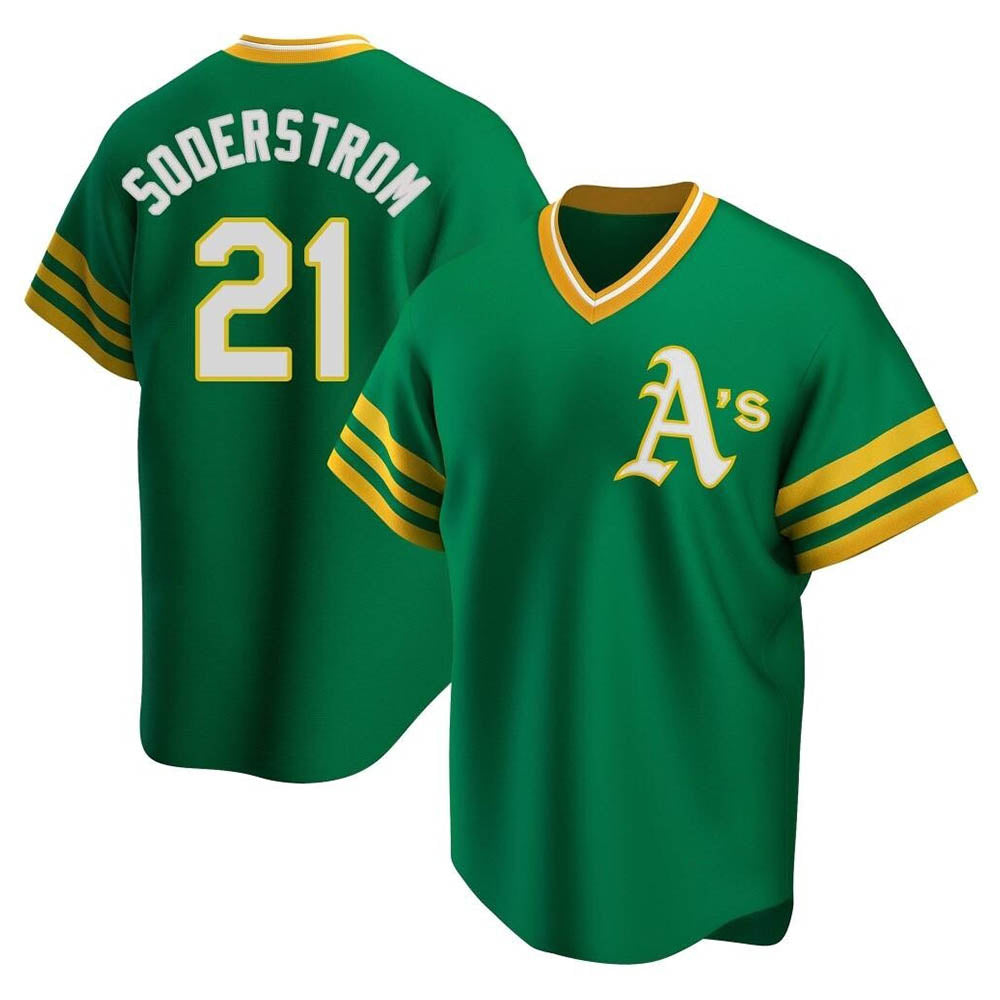 Leonaf Athletics #21 Tyler Soderstrom Player Green Replica Cooperstown Collection Stitched Jersey