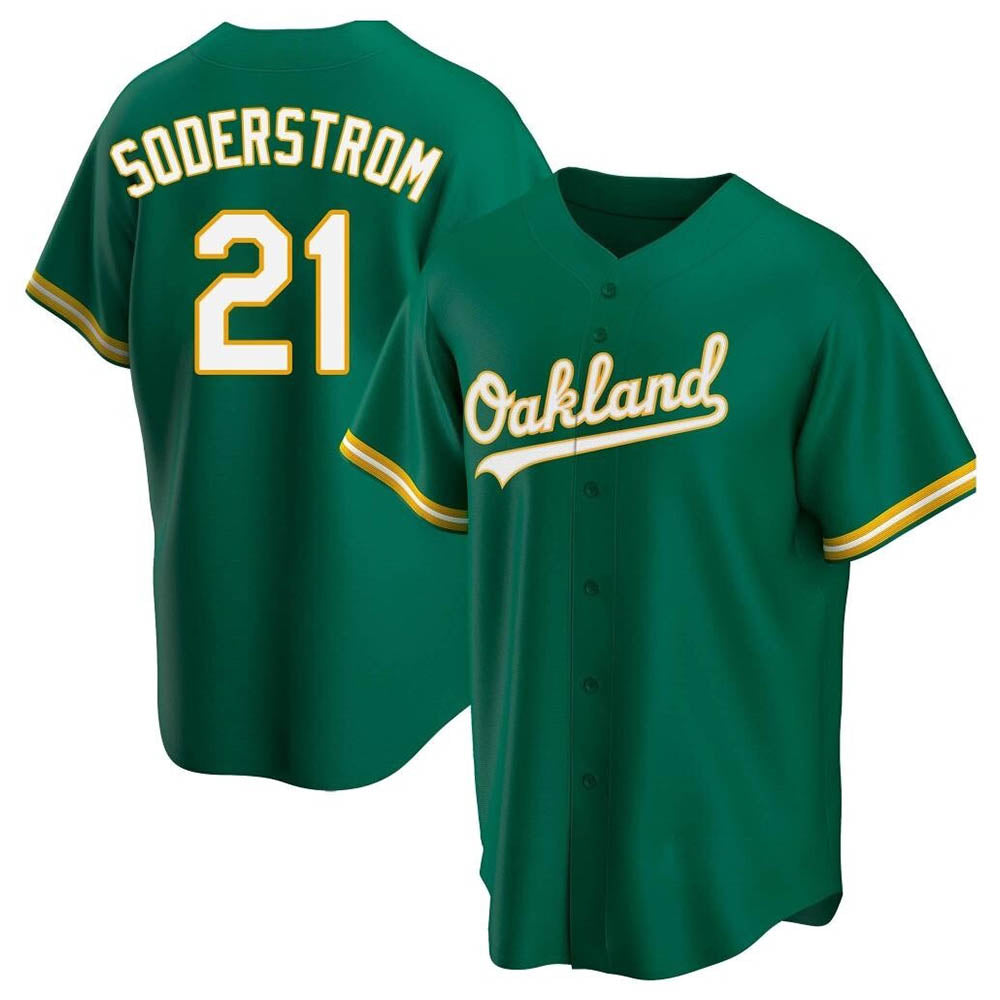 Leonaf Athletics #21 Tyler Soderstrom Player Green Replica Kelly Alternate Stitched Jersey