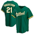 Leonaf Athletics #21 Tyler Soderstrom Player Green Replica Kelly Alternate Stitched Jersey