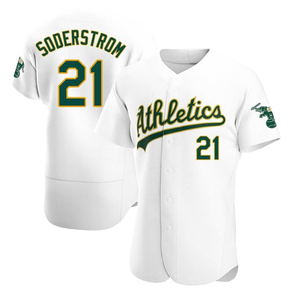 Leonaf Athletics #21 Tyler Soderstrom Player White Authentic Home Stitched Jersey