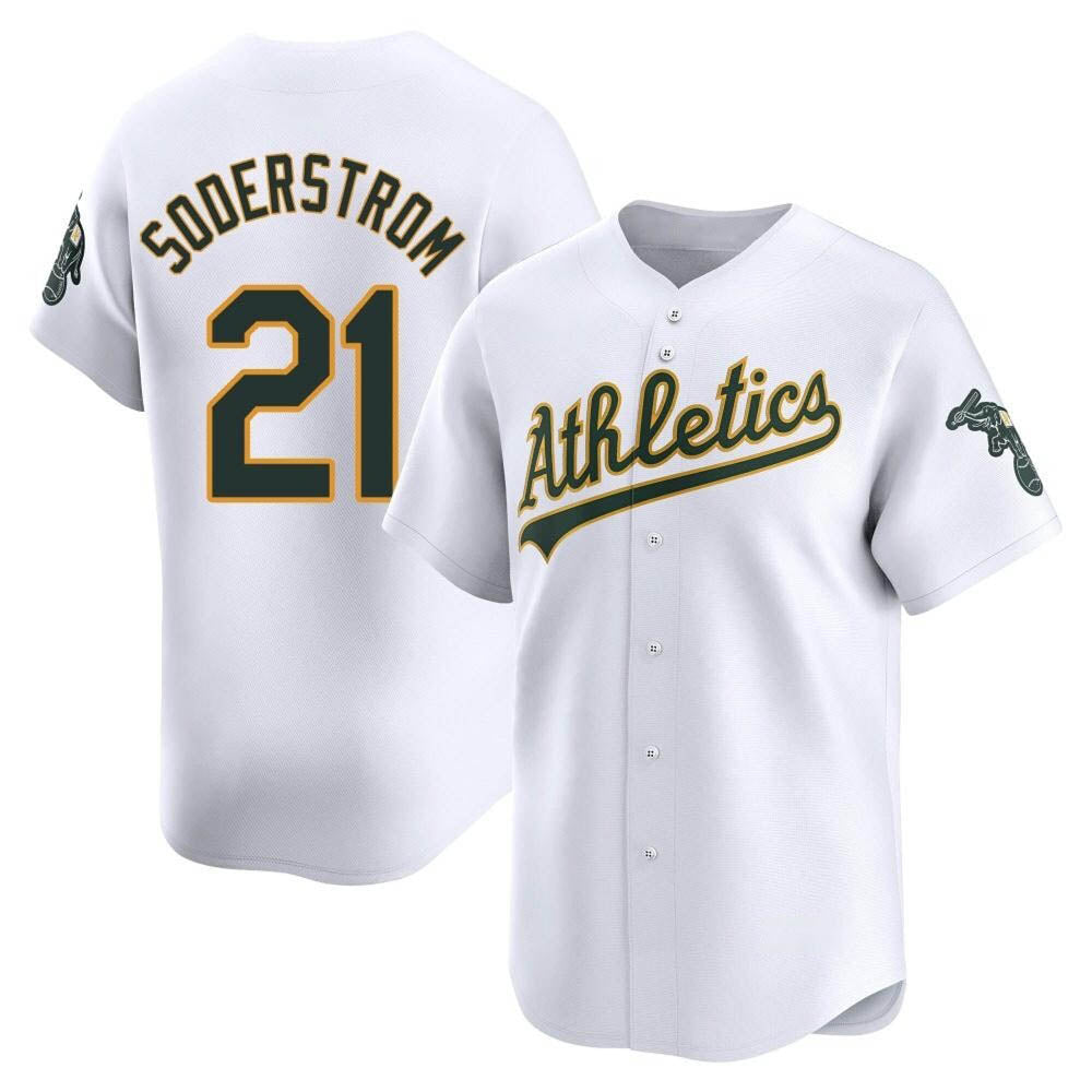 Leonaf Athletics #21 Tyler Soderstrom Player White Limited Home Stitched Jersey