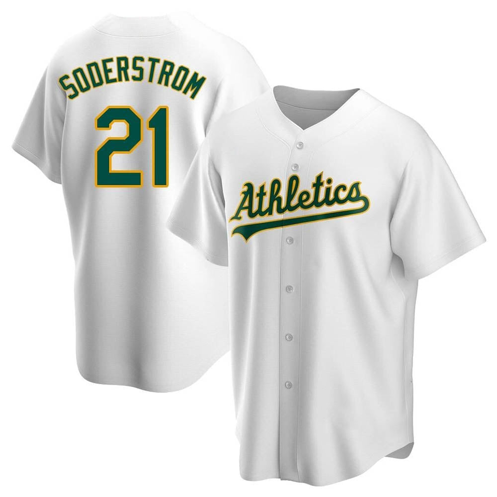 Leonaf Athletics #21 Tyler Soderstrom Player White Replica Home Stitched Jersey