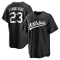 Leonaf Athletics #23 Shea Langeliers Player Black&White Replica Stitched Jerseys