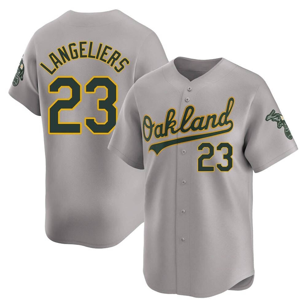 Leonaf Athletics #23 Shea Langeliers Player Gray Limited Away Stitched Jersey