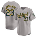 Leonaf Athletics #23 Shea Langeliers Player Gray Limited Away Stitched Jersey