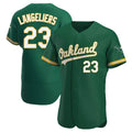 Leonaf Athletics #23 Shea Langeliers Player Green Authentic Kelly Alternate Stitched Jerseys