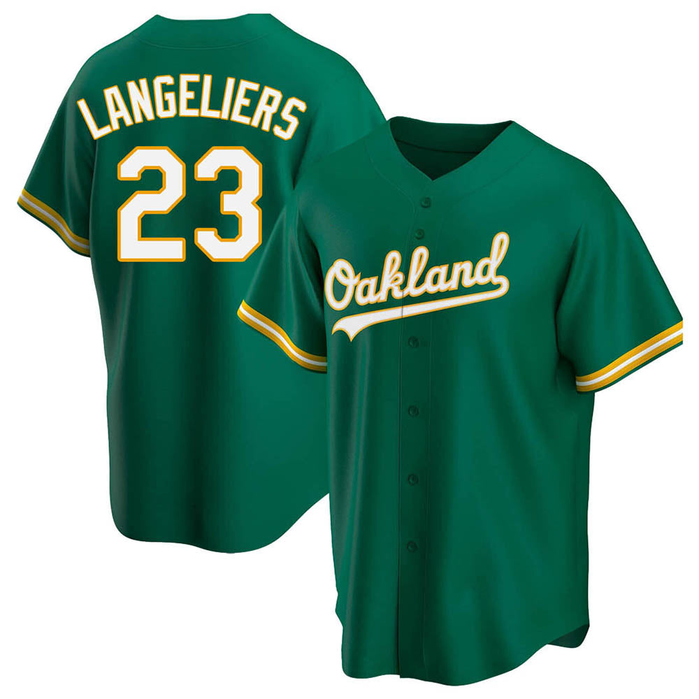 Leonaf Athletics #23 Shea Langeliers Player Green Replica Kelly Alternate Stitched Jerseys