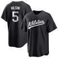 Leonaf Athletics #5 Jacob Wilson Black&White Replica Alternate Stitched Jersey