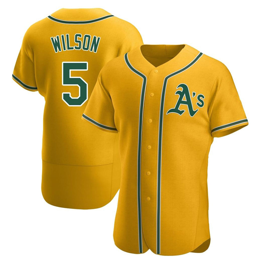 Leonaf Athletics #5 Jacob Wilson Gold Authentic Alternate Stitched Jersey