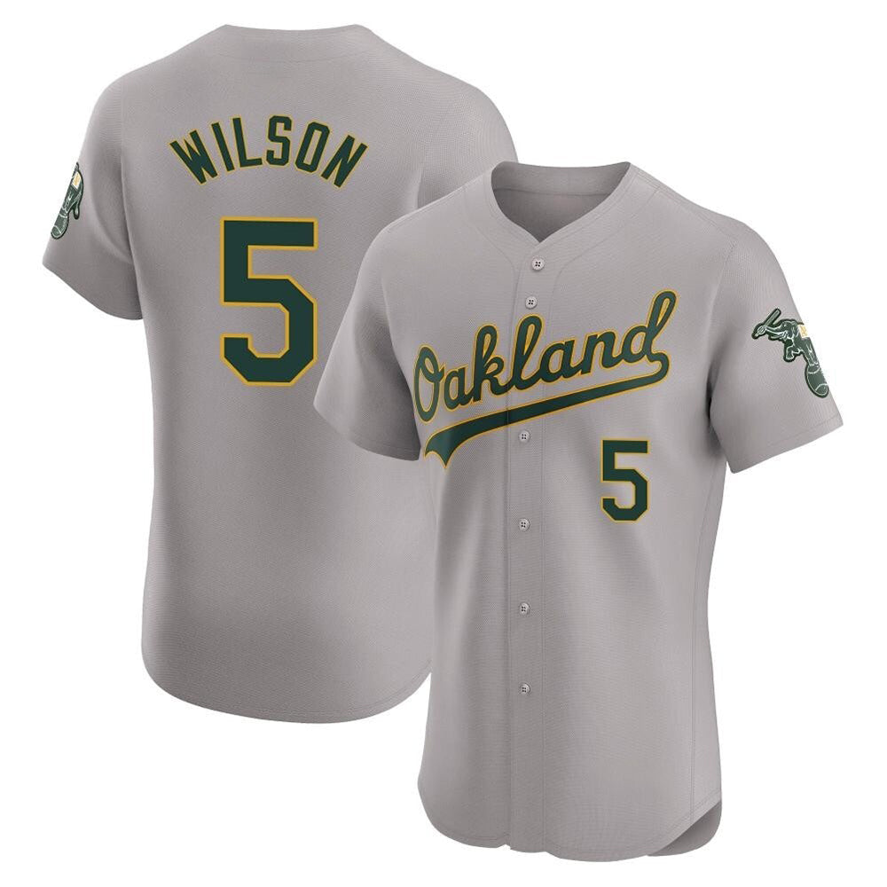 Leonaf Athletics #5 Jacob Wilson Gray Elite Road Stitched Jersey