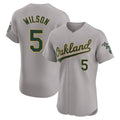 Leonaf Athletics #5 Jacob Wilson Gray Elite Road Stitched Jersey