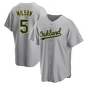 Leonaf Athletics #5 Jacob Wilson Gray Replica Road Stitched Jersey
