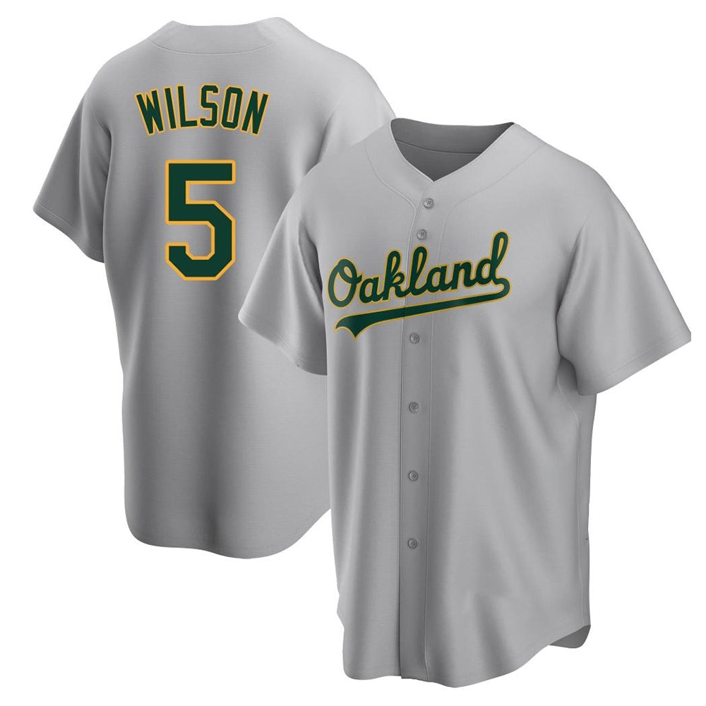 Leonaf Athletics #5 Jacob Wilson Gray Replica Road Stitched Jersey