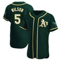 Leonaf Athletics #5 Jacob Wilson Green Authentic Alternate Stitched Jersey