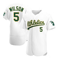 Leonaf Athletics #5 Jacob Wilson White Authentic Home Stitched Jersey