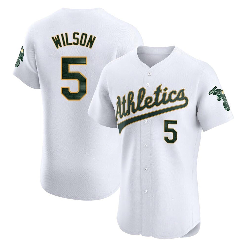 Leonaf Athletics #5 Jacob Wilson White Elite Home Stitched Jersey