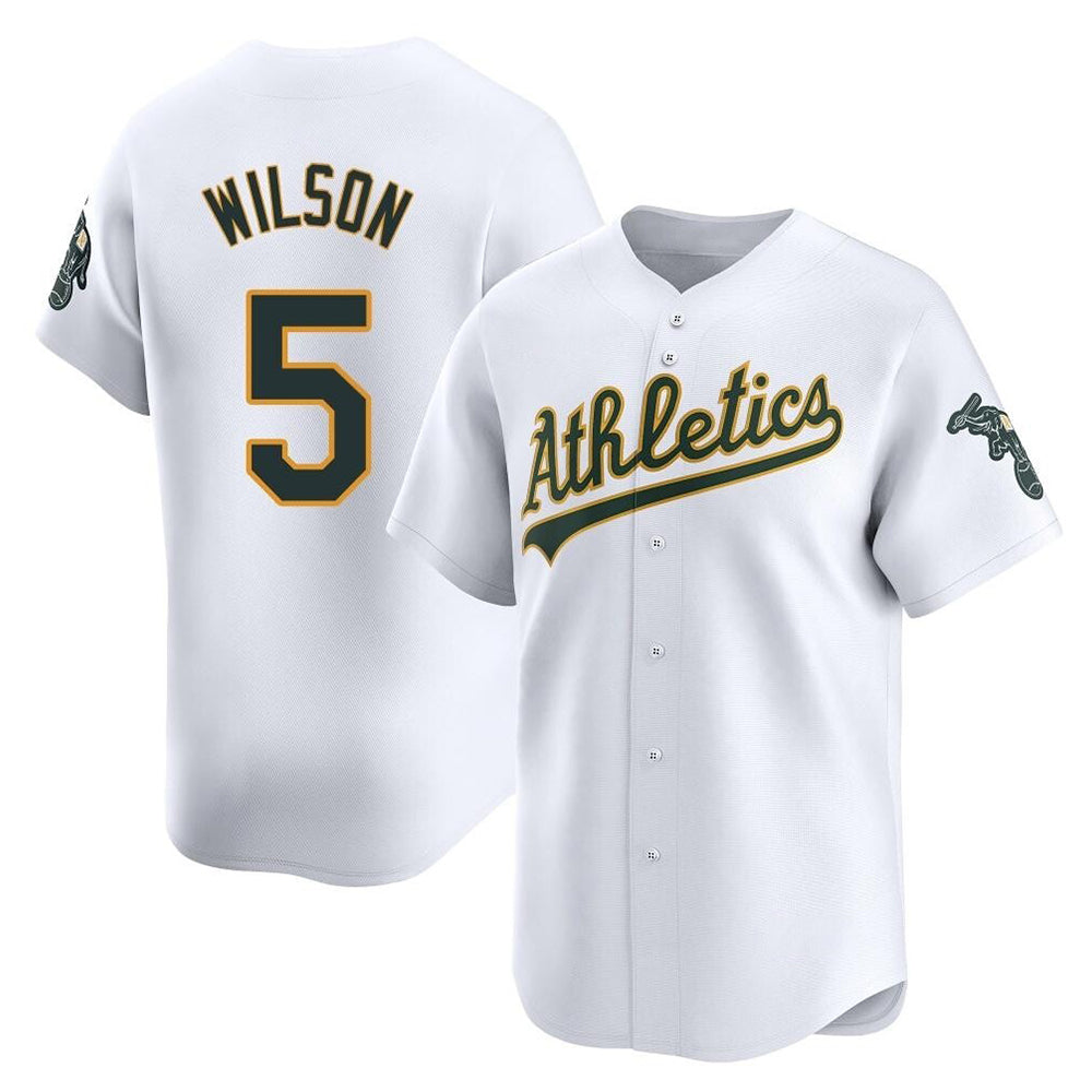 Leonaf Athletics #5 Jacob Wilson White Limited Home Stitched Jersey