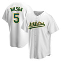 Leonaf Athletics #5 Jacob Wilson White Replica Home Stitched Jersey