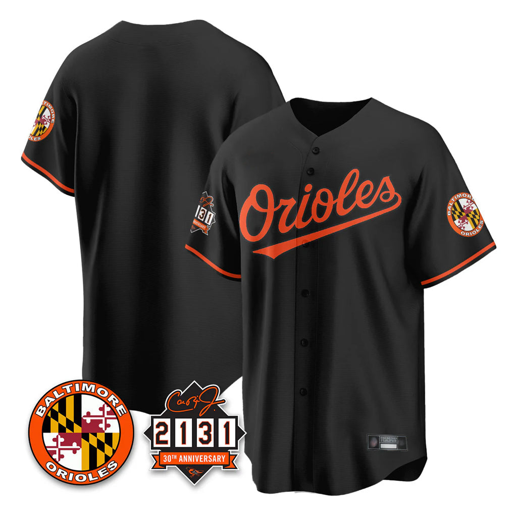 Leonaf B.Orioles Black 30th Anniversary of 2131 Home Game Blank Player Stitched Jerseys