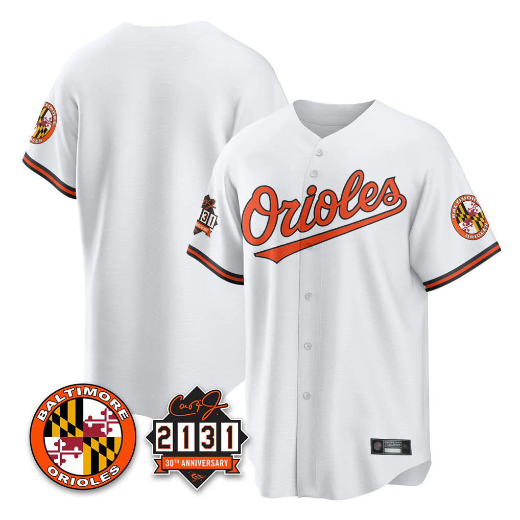 Leonaf B.Orioles White 30th Anniversary of 2131 Home Game Blank Player Stitched Jerseys