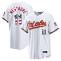 Leonaf B.Orioles #11 Jordan Westburg Player White USA 250 Fourth of July Home Game Stitched Jerseys