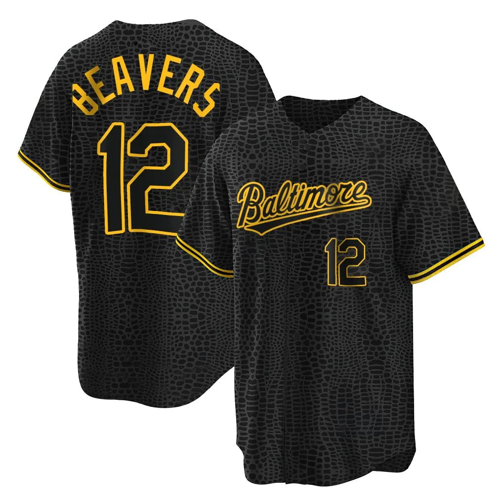 Leonaf B.Orioles #12 Dylan Beavers Player Black Snake Skin City Home Game Stitched Jerseys