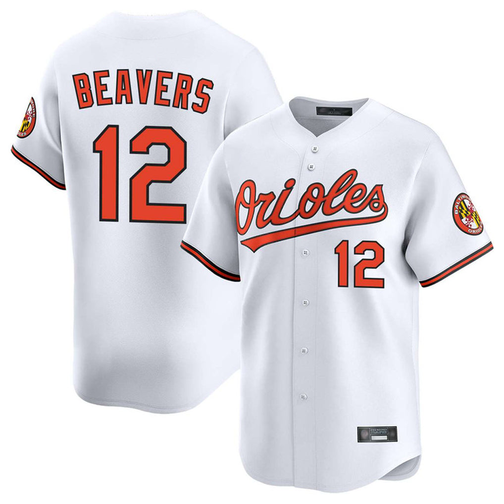 Leonaf B.Orioles #12 Dylan Beavers Player White Limited Home Game Stitched Jerseys