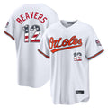 Leonaf B.Orioles #12 Dylan Beavers Player White USA 250 Fourth of July Home Game Stitched Jerseys