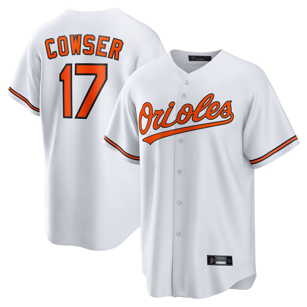 Leonaf B.Orioles #17 Colton Cowser Player White Home Game Stitched Jerseys