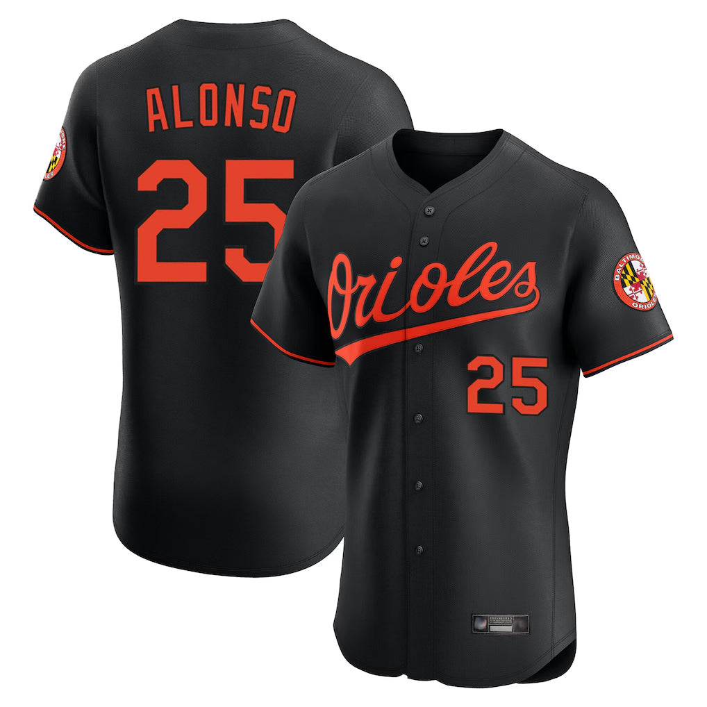 Leonaf B.Orioles #25 Pete Alonso Player Black Limited Elite Home Game Stitched Jerseys