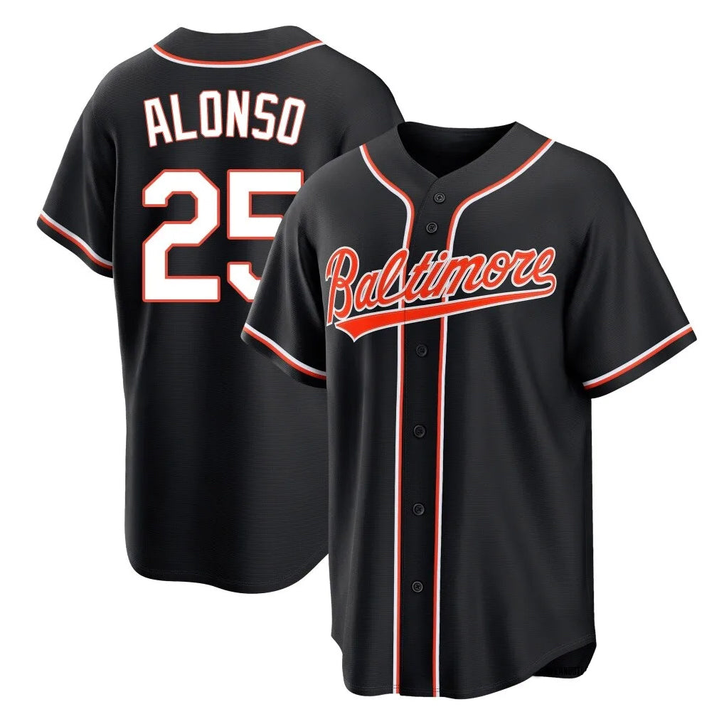 Leonaf B.Orioles #25 Pete Alonso Player Black Out Home Game Stitched Jerseys