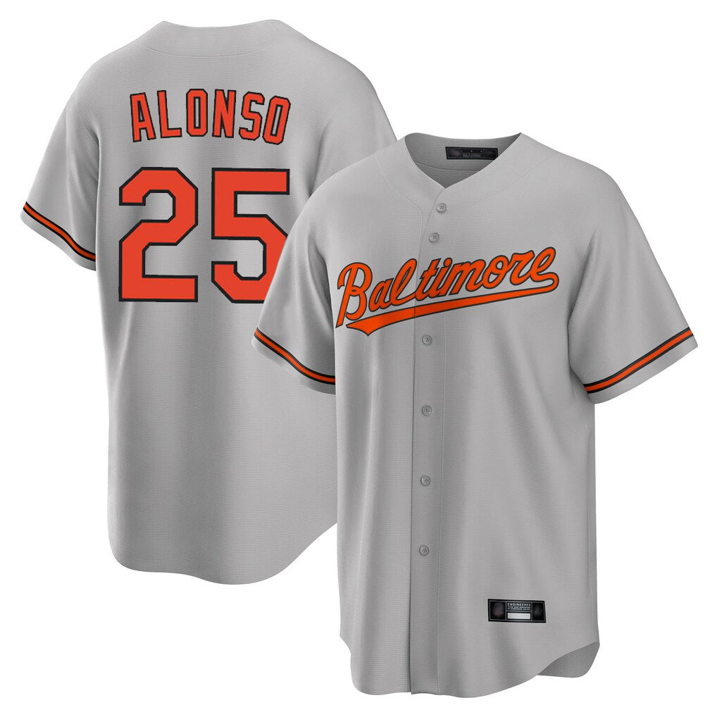 Leonaf B.Orioles #25 Pete Alonso Player Gray Home Game Stitched Jerseys