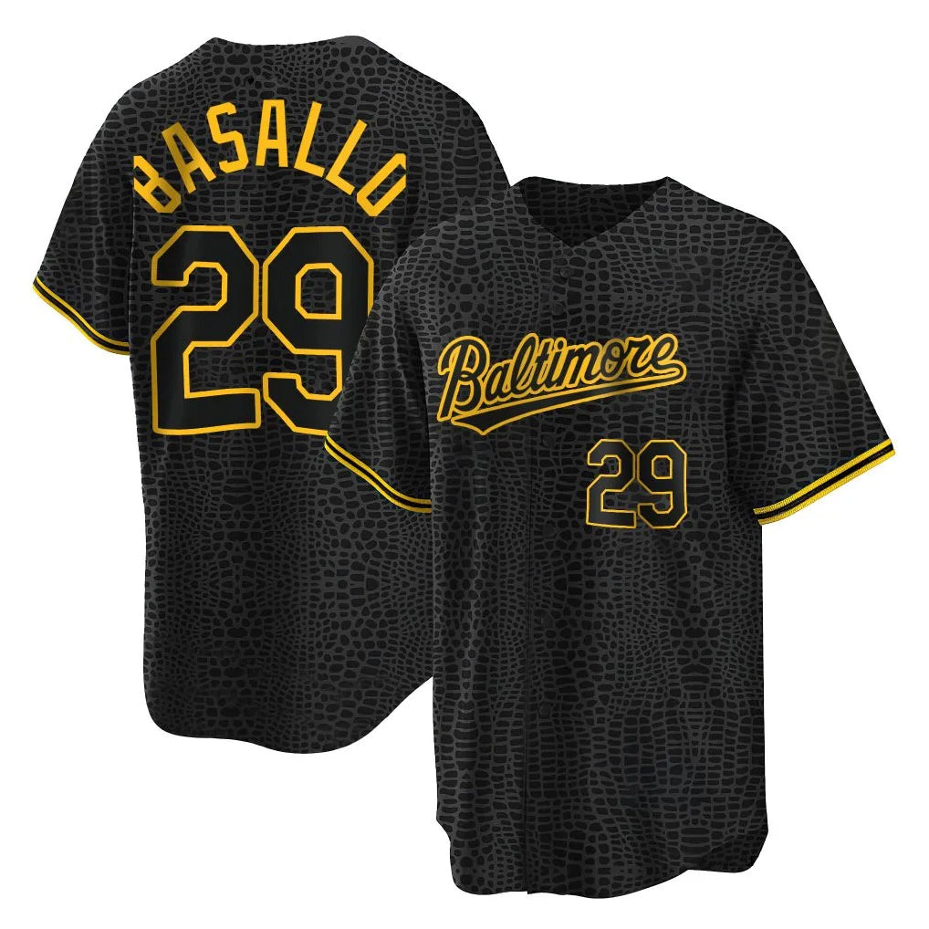 Leonaf B.Orioles #29 Samuel Basallo Player Black Snake Skin City Home Game Stitched Jerseys
