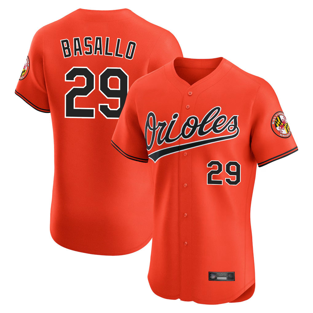 Leonaf B.Orioles #29 Samuel Basallo Player Orange Limited Elite Home Game Stitched Jerseys