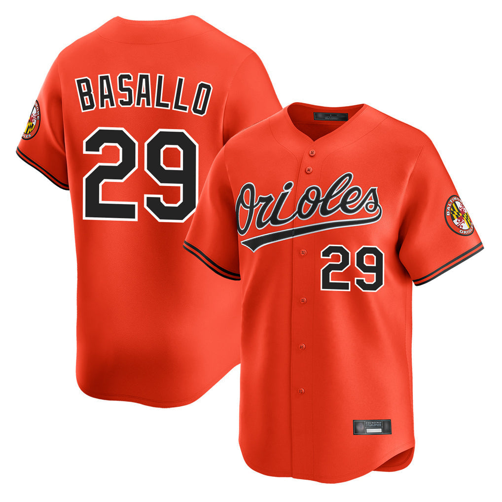 Leonaf B.Orioles #29 Samuel Basallo Player Orange Limited Home Game Stitched Jerseys
