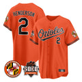 Leonaf B.Orioles #2 Gunnar Henderson Player Orange 30th Anniversary of 2131 Home Game Stitched Jerseys