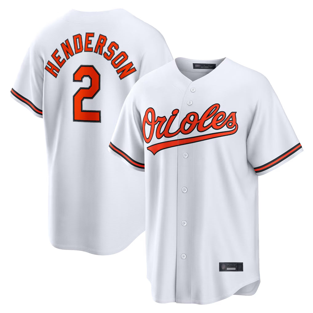 Leonaf B.Orioles #2 Gunnar Henderson Player White Home Game Stitched Jerseys