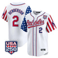 Leonaf B.Orioles #2 Gunnar Henderson Player White USA 250 Independence Day Vapor Premier Home Game Stitched Jerseys