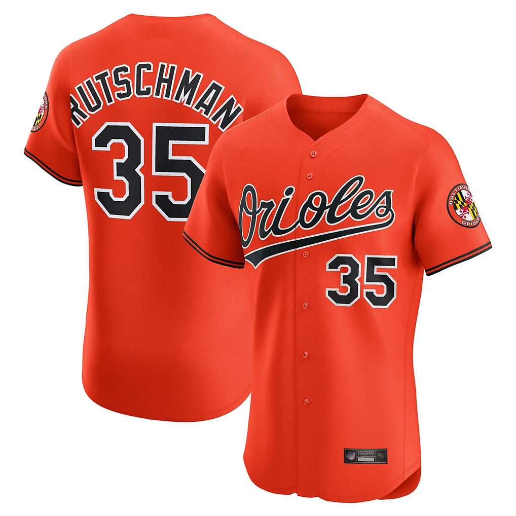 Leonaf B.Orioles #35 Adley Rutschman Orange T-shirt Limited Home Game Stitched Jerseys