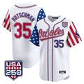 Leonaf B.Orioles #35 Adley Rutschman White USA 250 Independence Day Vapor Premier Home Game Stitched Jerseys