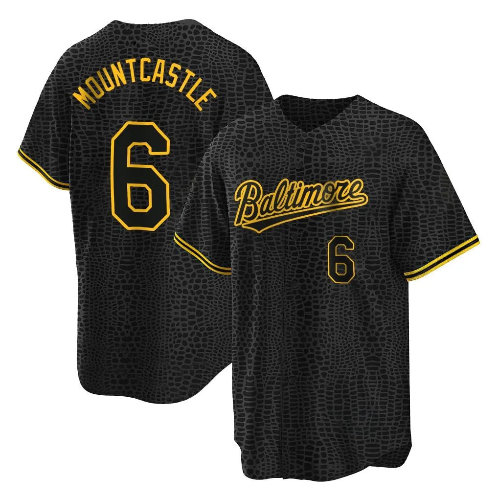 Leonaf B.Orioles #6 Ryan Mountcastle Player Black Snake Skin City Home Game Stitched Jerseys