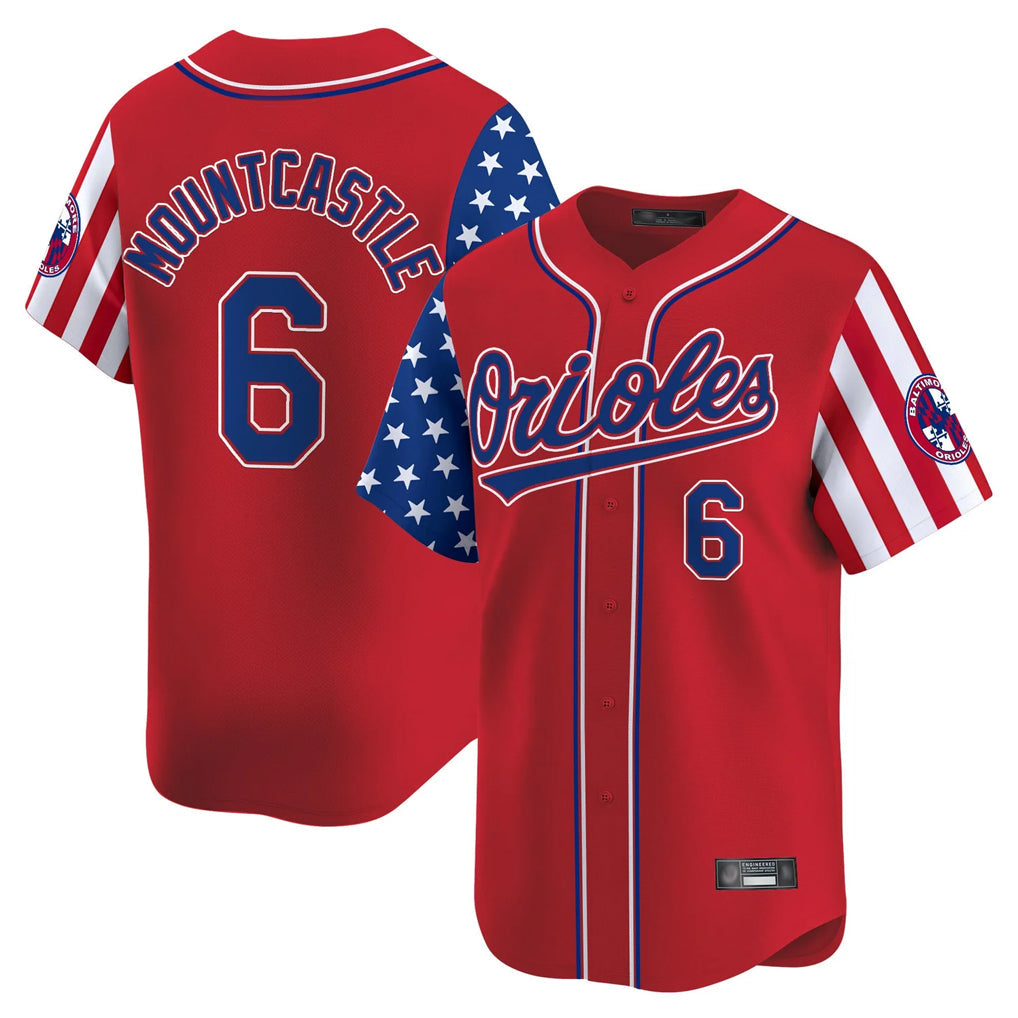 Leonaf B.Orioles #6 Ryan Mountcastle Player Red Independence Day Vapor Premier Limited Home Game Stitched Jerseys