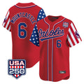 Leonaf B.Orioles #6 Ryan Mountcastle Player Red USA 250 Independence Day Vapor Premier Limited Home Game Stitched Jerseys