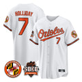 Leonaf B.Orioles #7 Jackson Holliday Player White 30th Anniversary of 2131 Home Game Stitched Jerseys