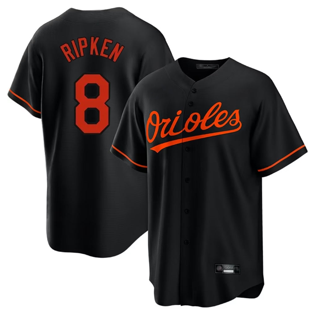 Leonaf B.Orioles #8 Cal Ripken Player Black Home Game Stitched Jerseys