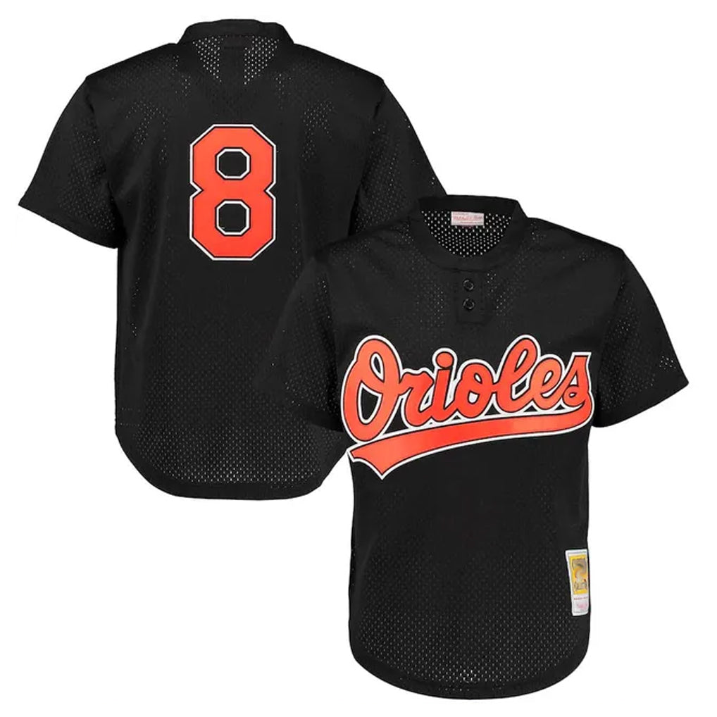 Leonaf B.Orioles #8 Cal Ripken Player Black Mitchell & Ness 1997 Cooperstown Mesh Game Stitched Jerseys