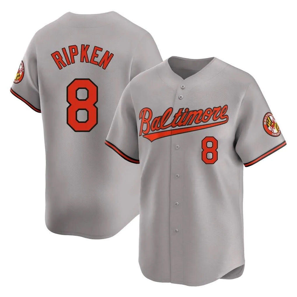 Leonaf B.Orioles #8 Cal Ripken Player Gray Limited Home Game Stitched Jerseys
